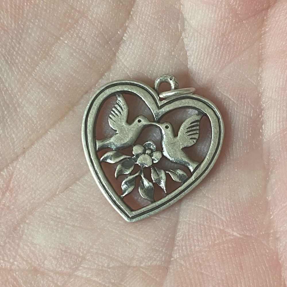 James Avery Retired Love Birds Heart Charm